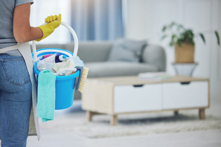 Shot of an unrecognizable person preparing to clean at home.