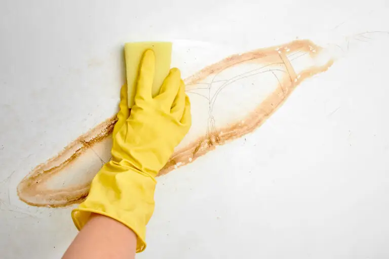 How to clean yellow drips on bathroom walls